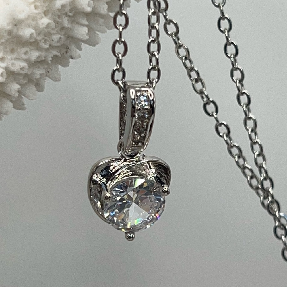 Dazzling Silver Heart Pendant Necklace 925 Silver